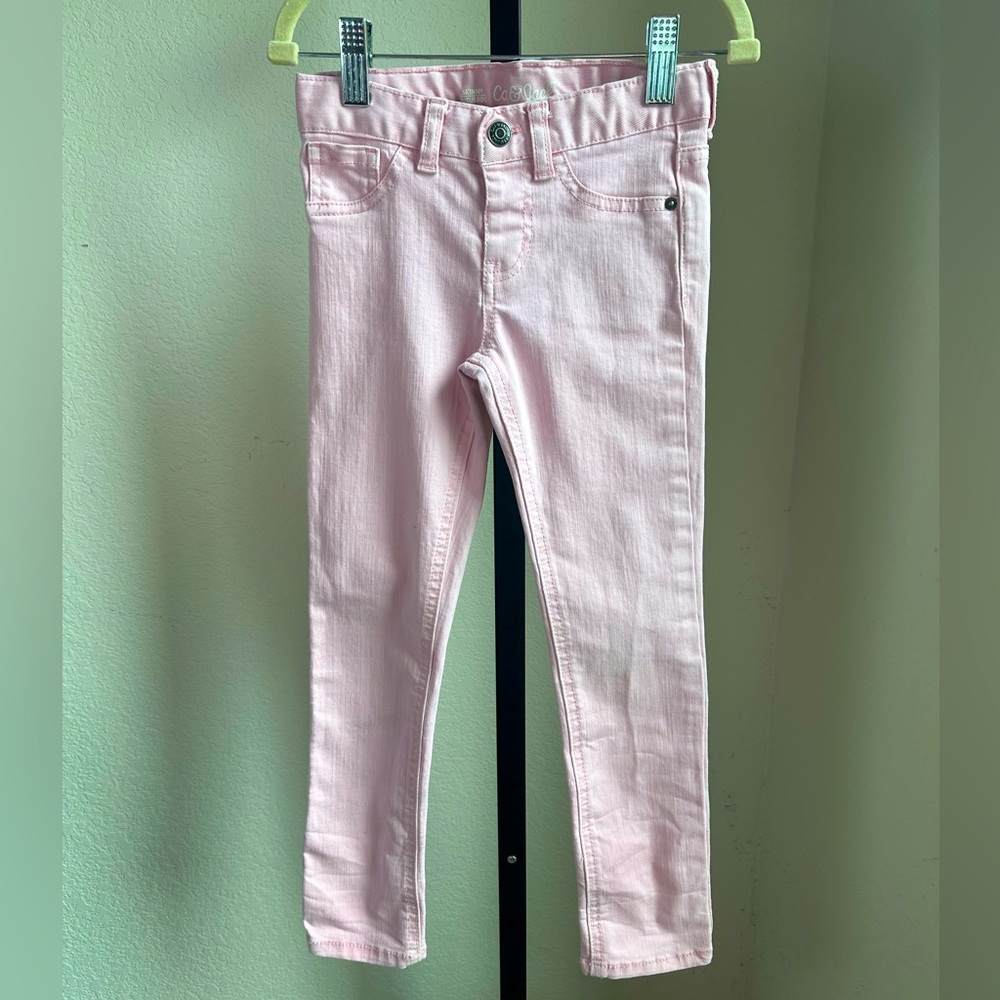 Cat & Jack Girls 5T skinny jeans- light pink acid wash denim